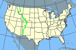 US map with the Continental Divide Trail